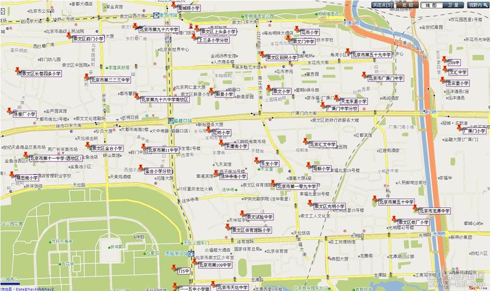 西城,东城,崇文,海淀区中小学分布地图